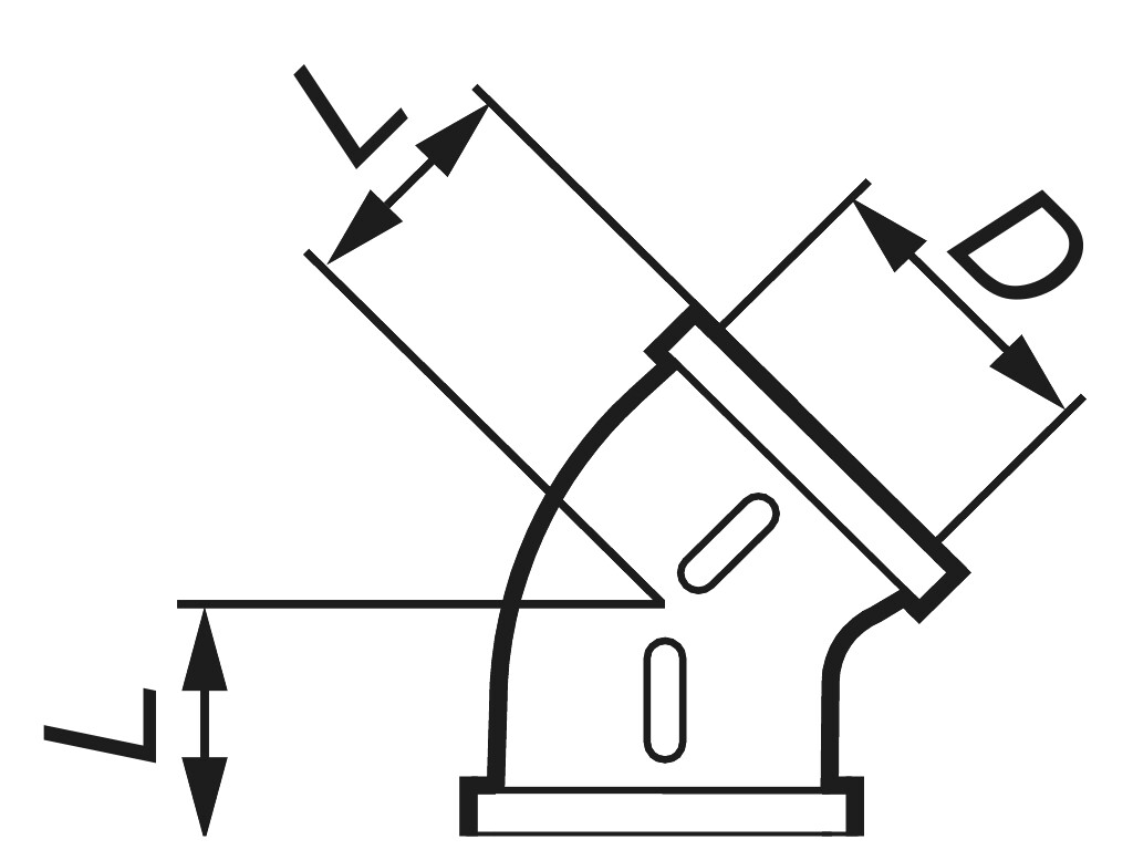 Winkel  45 Grad  1    " Edelstahl  A4 , i/i-Gewinde